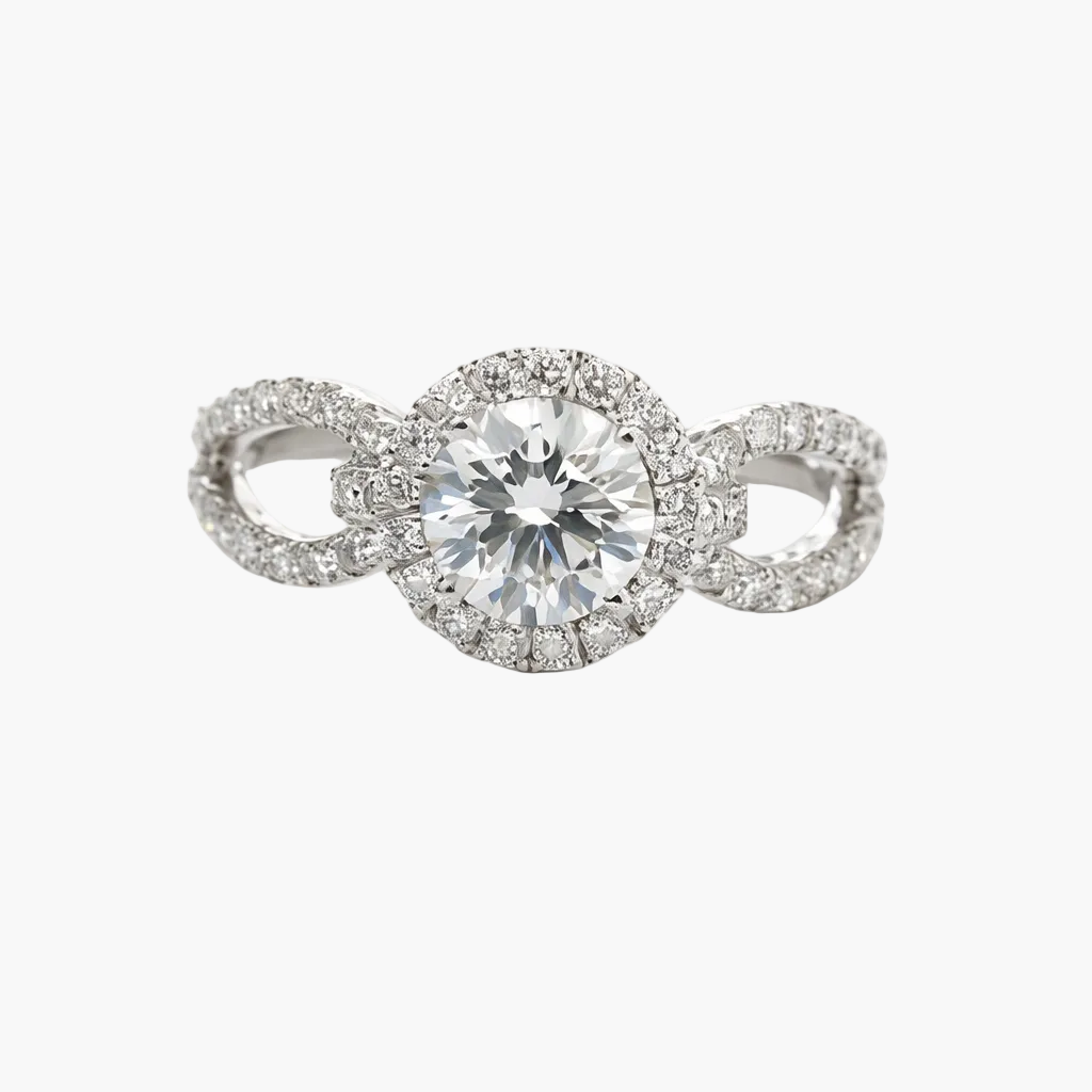 Diamond ring with a white background
