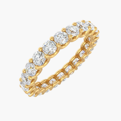 Gold ring with diamonds on a white background