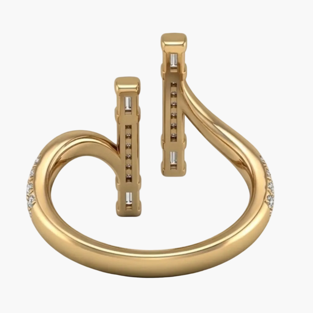 Gold hoop earrings with diamond accents on a white background