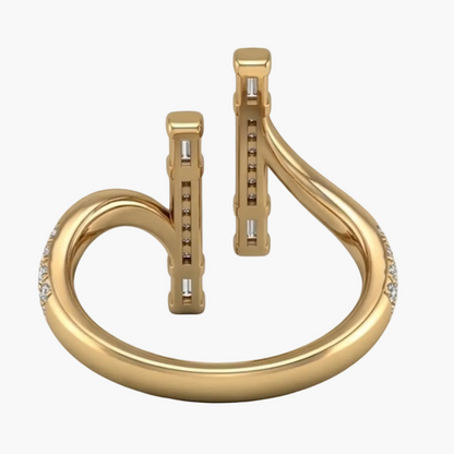 Gold hoop earrings with diamond accents on a white background