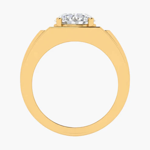 Gold ring with a diamond on a white background