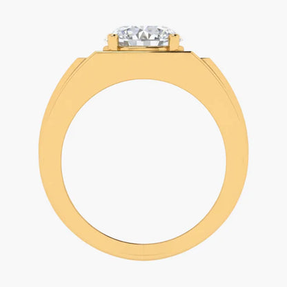 Gold ring with a diamond on a white background