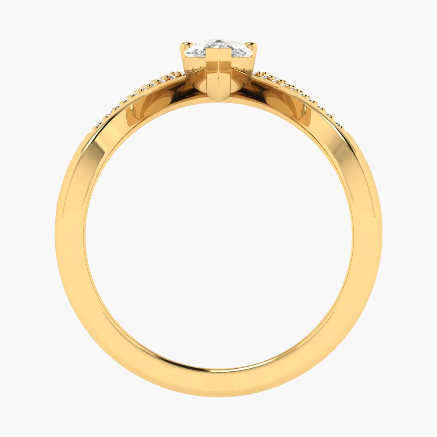 Gold ring with a diamond on a white background, branded 'Green Lab'.