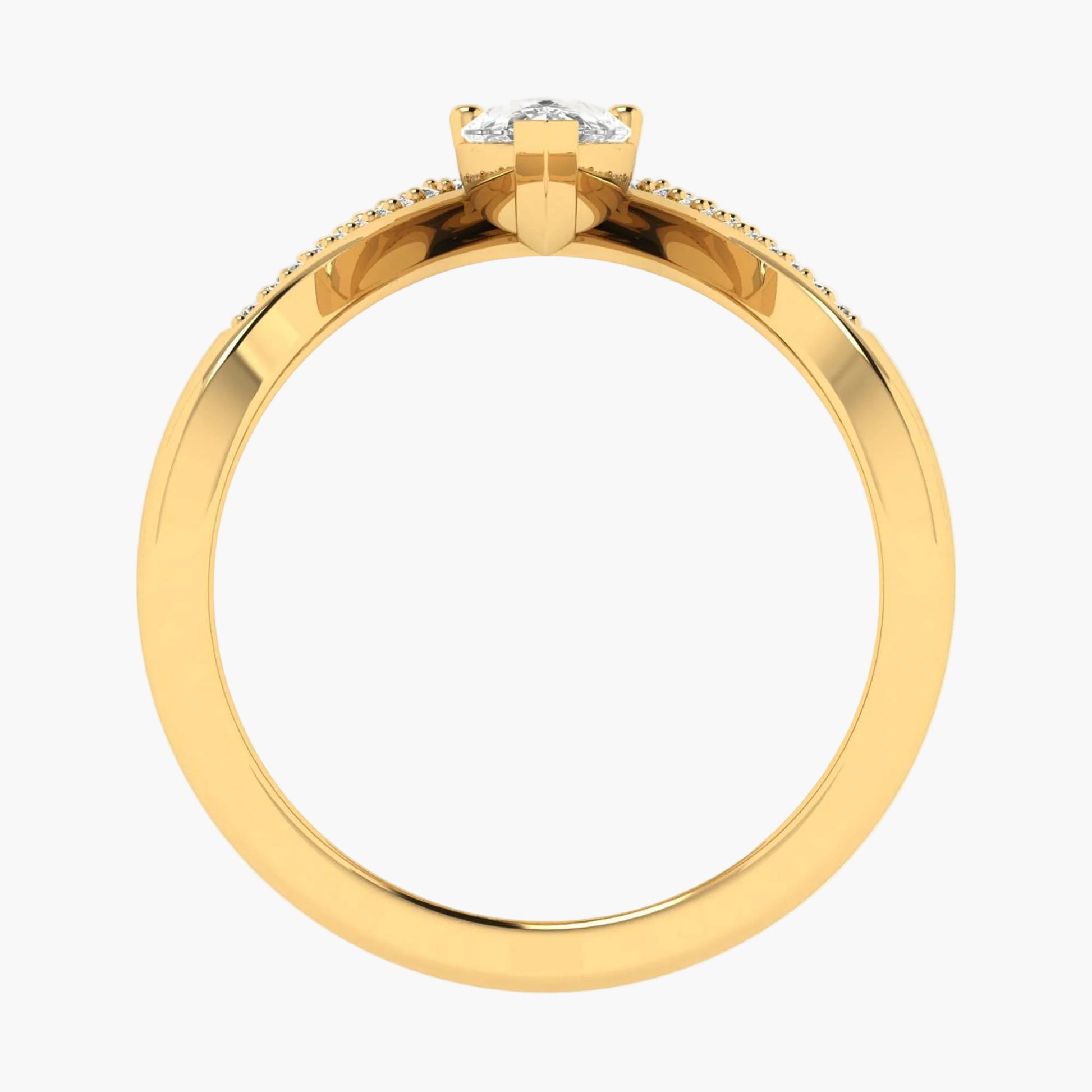 Gold ring with a diamond on a white background, branded 'Green Lab'.