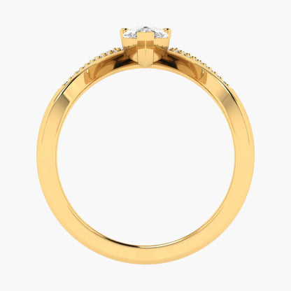 Gold ring with a diamond on a white background, branded 'Green Lab'.