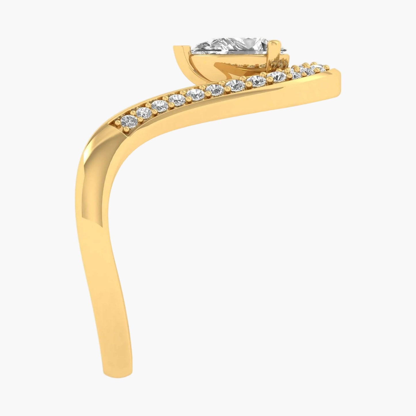 Gold earring with diamonds on a white background, branded 'Green Lab'.