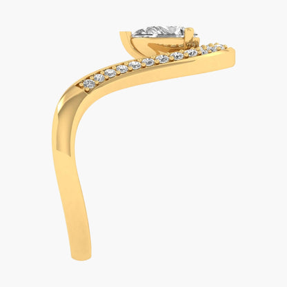 Gold earring with diamonds on a white background, branded 'Green Lab'.