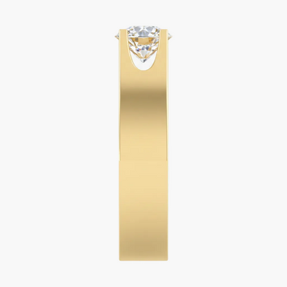 Gold earring with a clear gemstone on a white background
