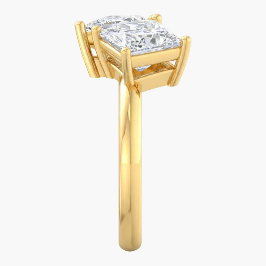 Gold ring with a diamond on a white background