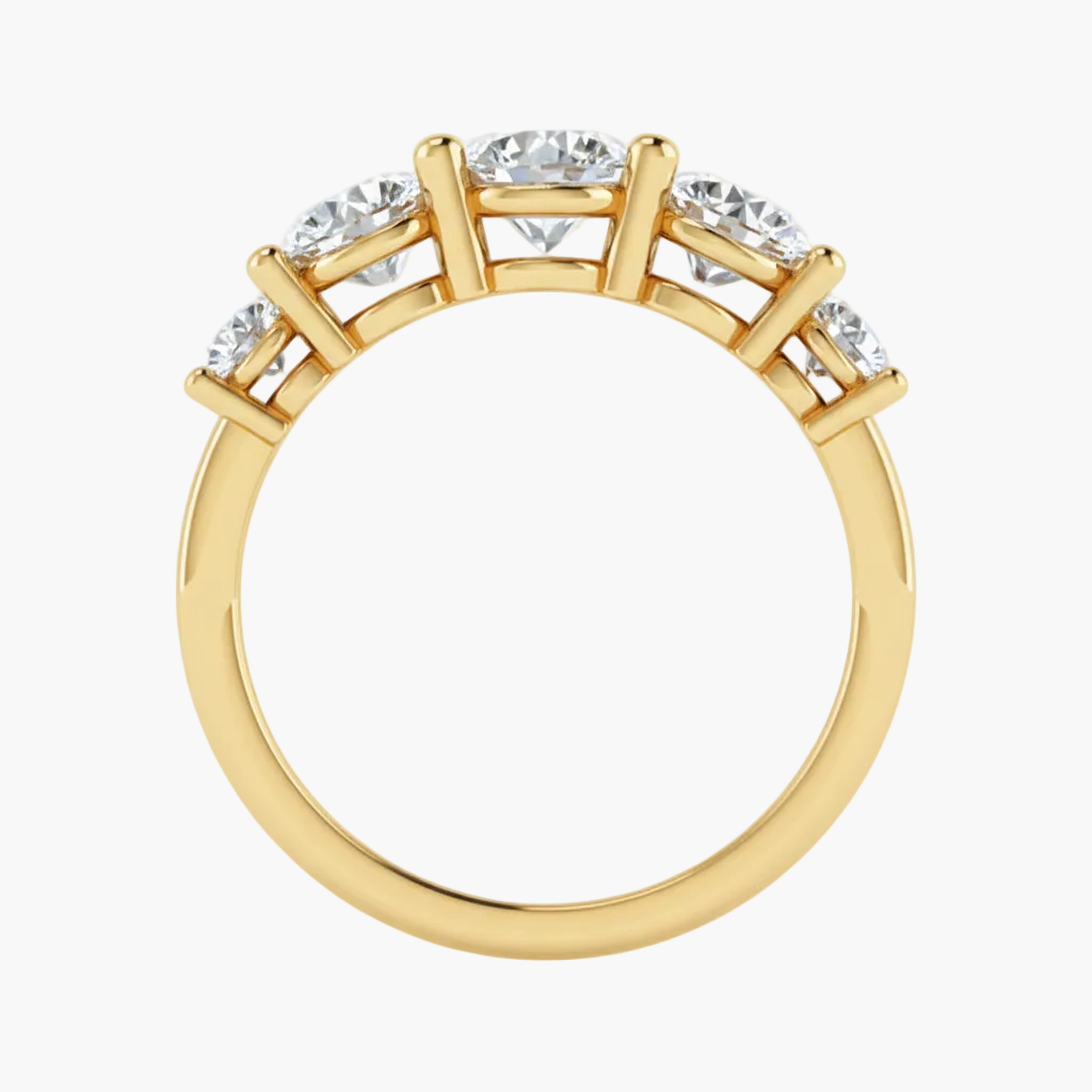 Gold ring with diamonds on a white background