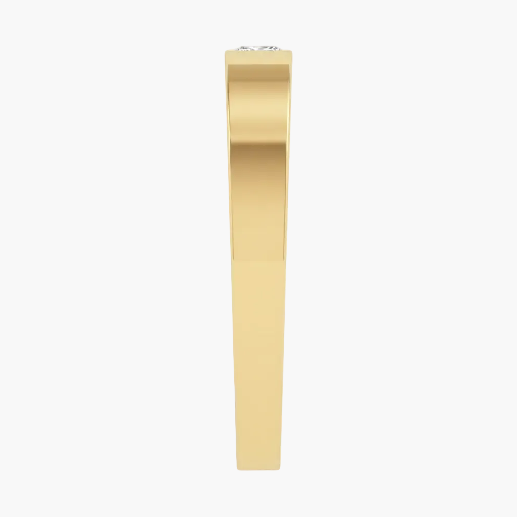 Gold ring with a diamond on a white background
