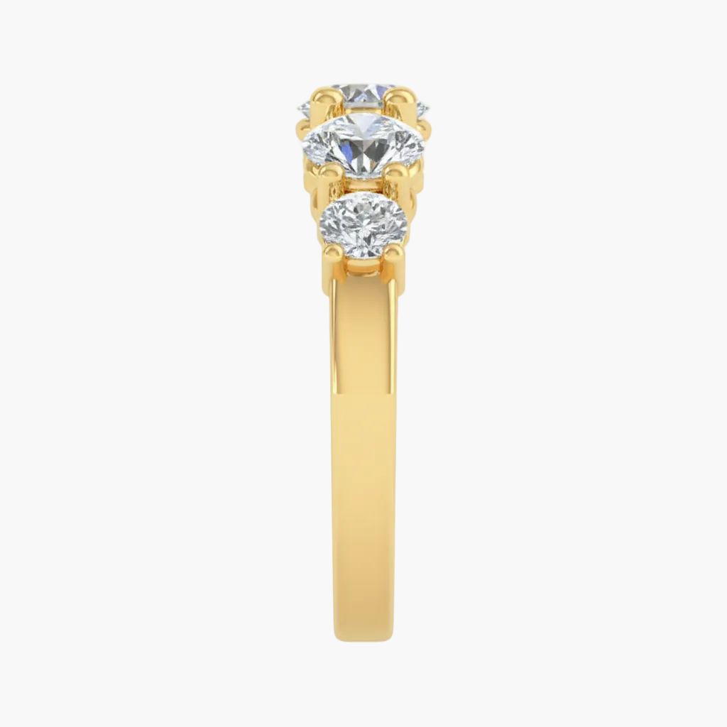 Gold ring with two diamonds on a white background