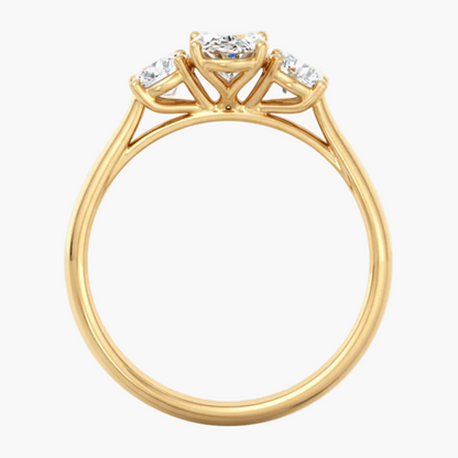 Gold ring with a diamond on a white background