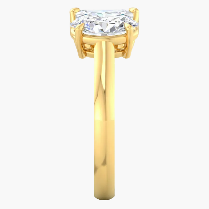 Gold ring with a diamond on a white background