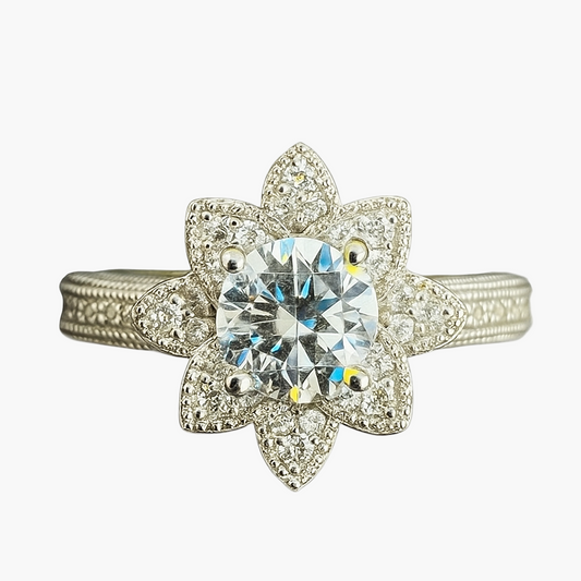 White Lotus Diamond Ring