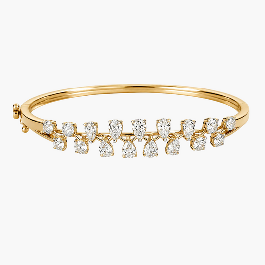 Pear and Round Diamond Cluster Bracelet