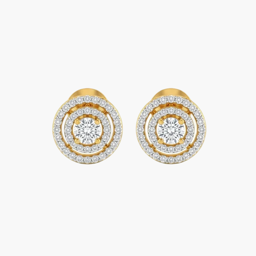 Stunning Double-Halo Round Diamond Stud Earrings