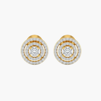 Stunning Double-Halo Round Diamond Stud Earrings