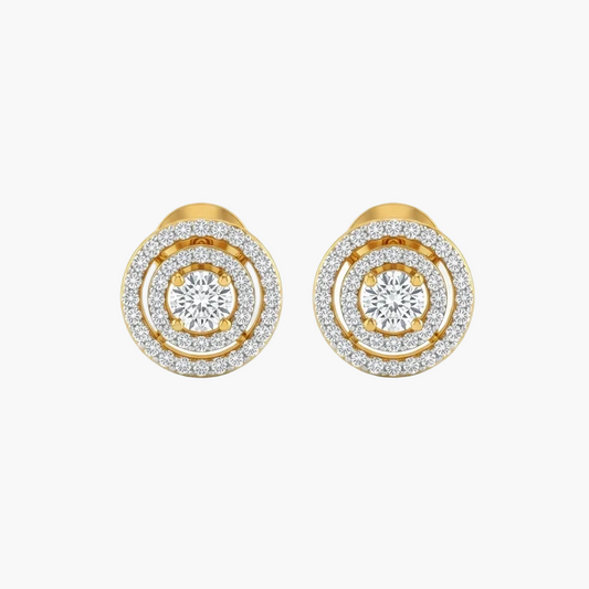 Stunning Double-Halo Round Diamond Stud Earrings