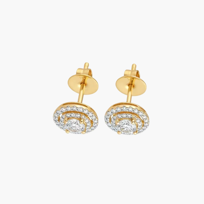 Stunning Double-Halo Round Diamond Stud Earrings
