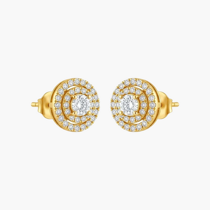Stunning Double-Halo Round Diamond Stud Earrings