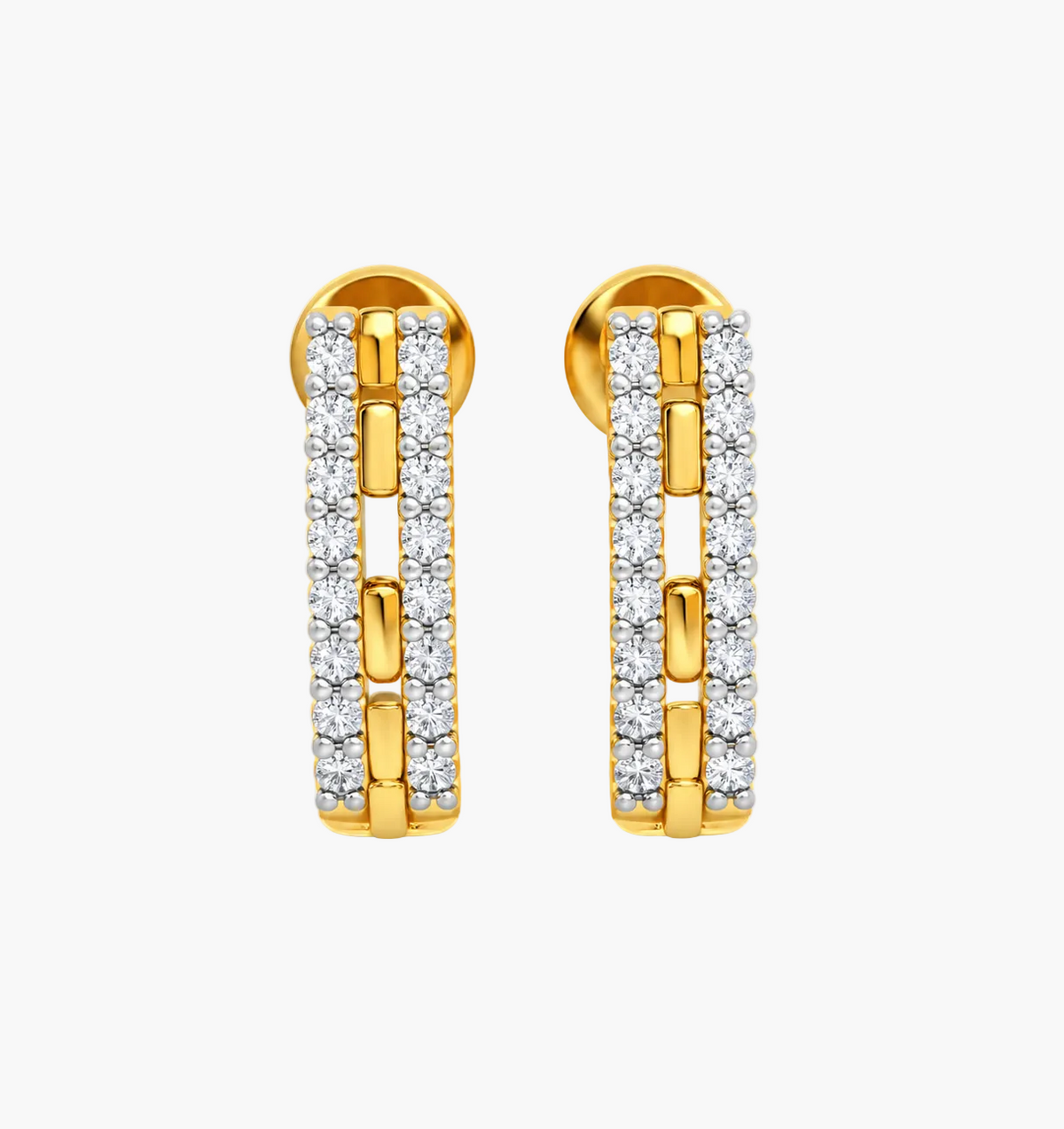 Architectural Multi-Row Pavé Diamond Earrings