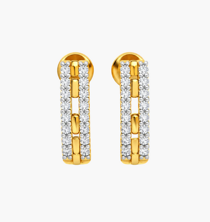 Architectural Multi-Row Pavé Diamond Earrings