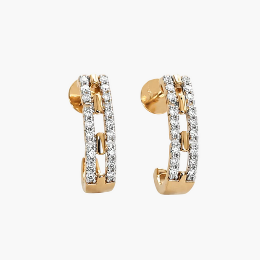 Architectural Multi-Row Pavé Diamond Earrings