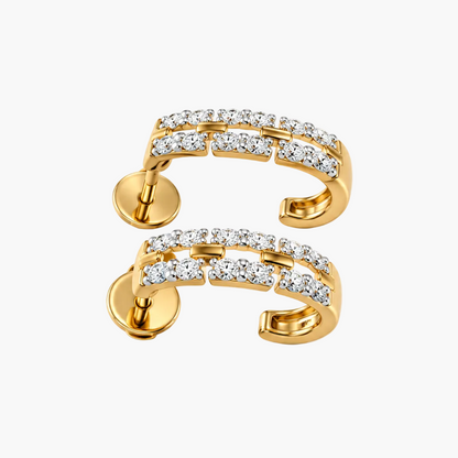 Architectural Multi-Row Pavé Diamond Earrings