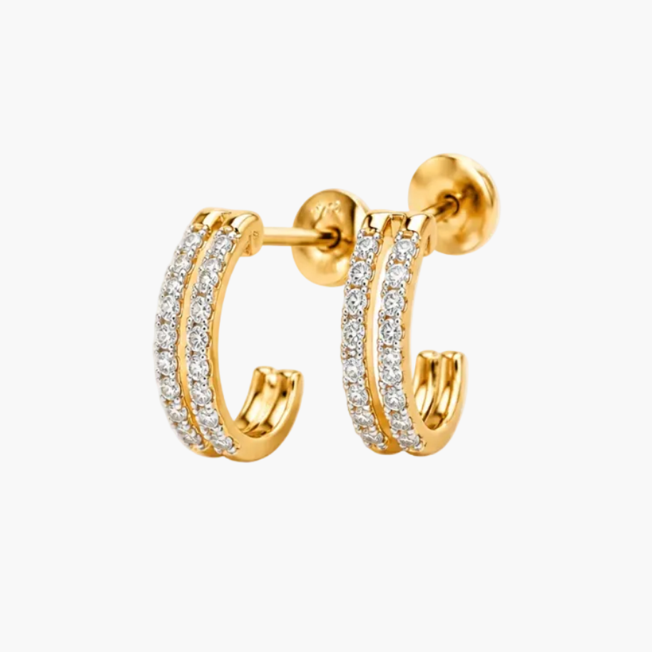 Double-Row Pavé Diamond Hoop Earrings