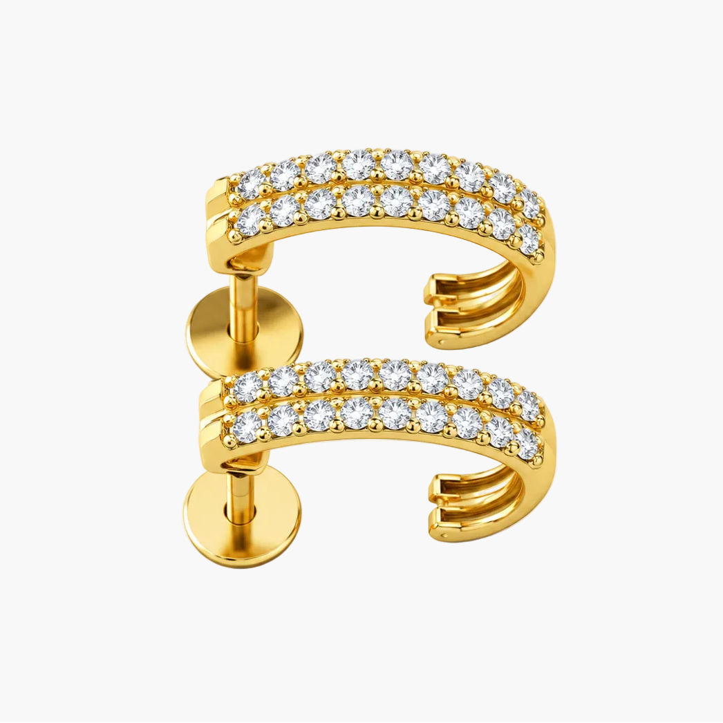 Double-Row Pavé Diamond Hoop Earrings