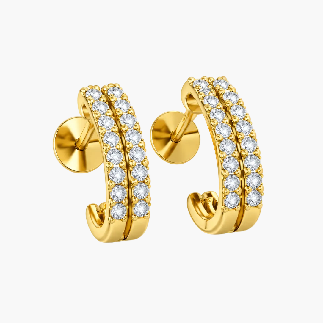 Double-Row Pavé Diamond Hoop Earrings