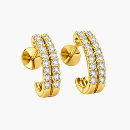 Double-Row Pavé Diamond Hoop Earrings