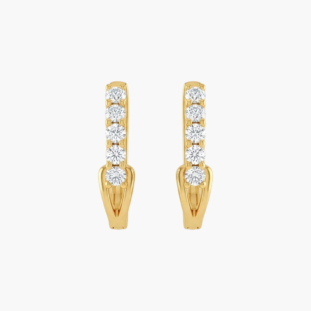 Classic Five-Stone Diamond Huggie Hoop Earrings