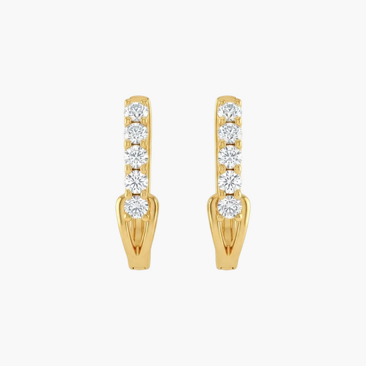 Classic Five-Stone Diamond Huggie Hoop Earrings