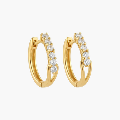 Classic Five-Stone Diamond Huggie Hoop Earrings