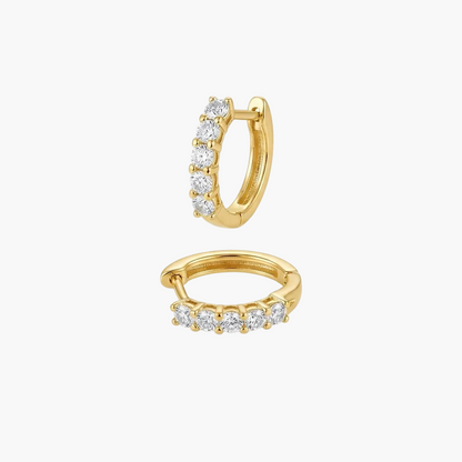 Classic Five-Stone Diamond Huggie Hoop Earrings