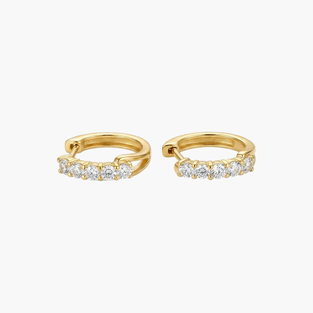 Classic Five-Stone Diamond Huggie Hoop Earrings