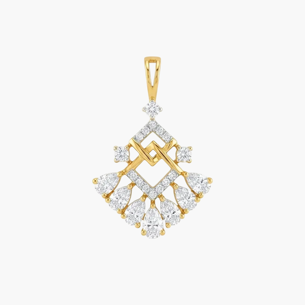 Ornate Cascading Pear Cluster Diamond Pendant