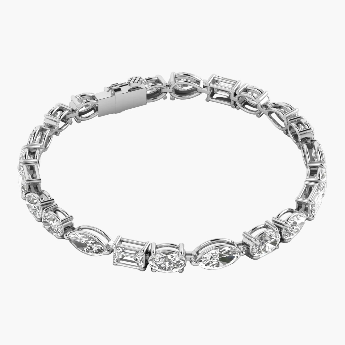 Mixed-Cut Diamond Tennis Bracelet