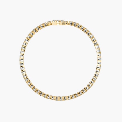 Gold and silver bracelet on a white background