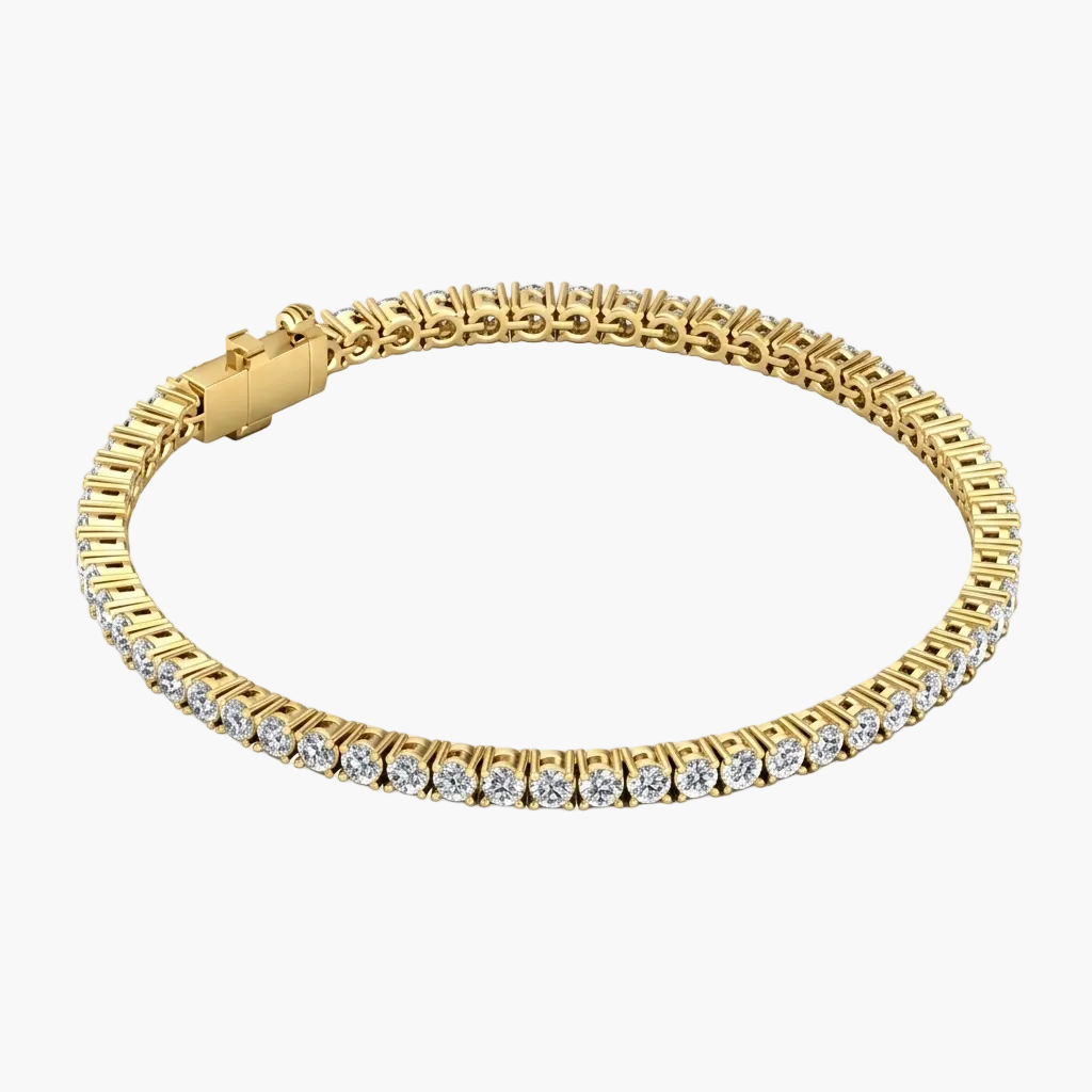 Gold bracelet with diamond accents on a white background