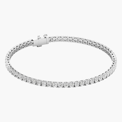 Silver bracelet with diamond accents on a white background