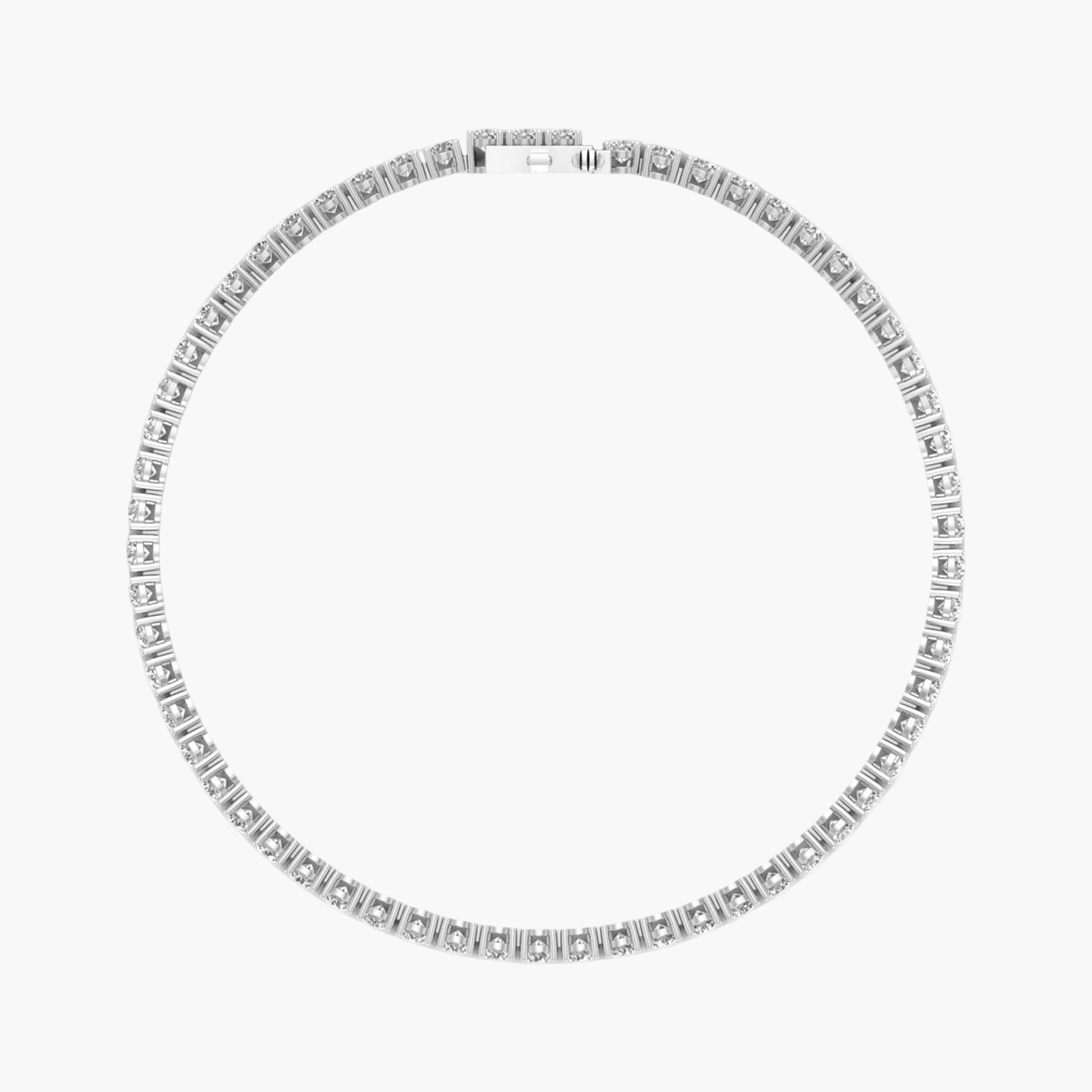 Silver bracelet with small diamonds on a white background