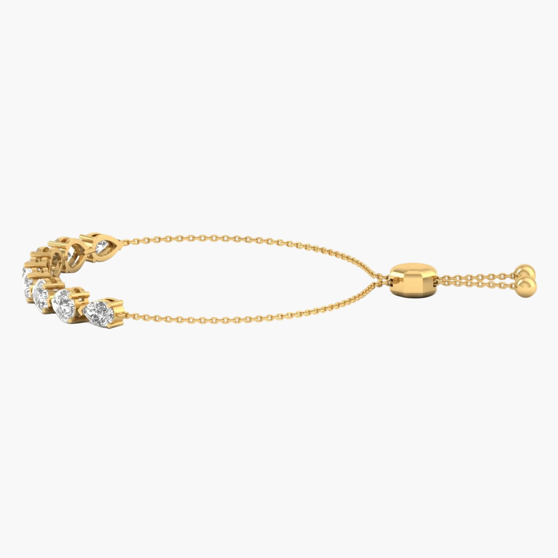 Gold bracelet with diamond accents on a white background