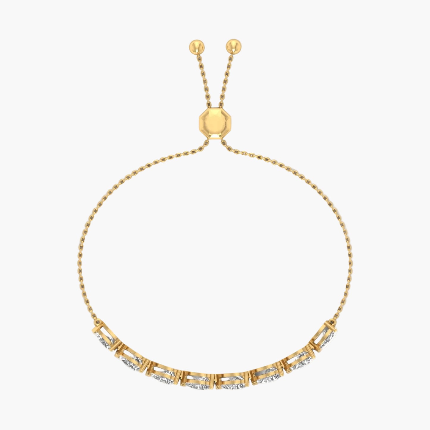 Gold bracelet with gemstones on a white background