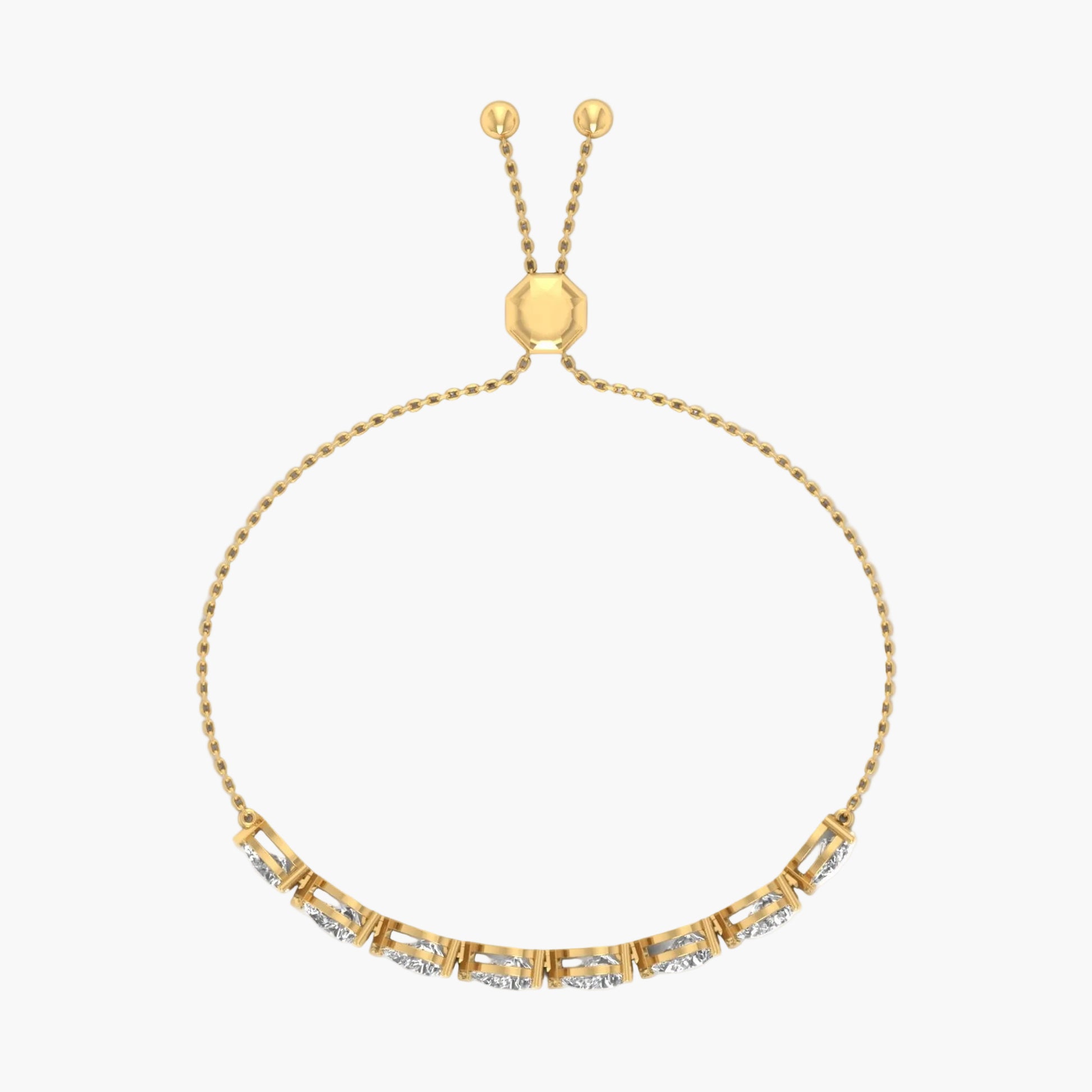 Gold bracelet with gemstones on a white background