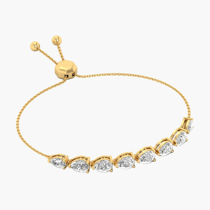 Gold bracelet with clear stones on a white background