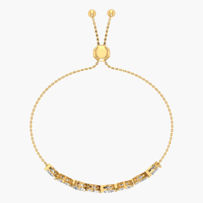 Gold bracelet with small diamonds on a white background