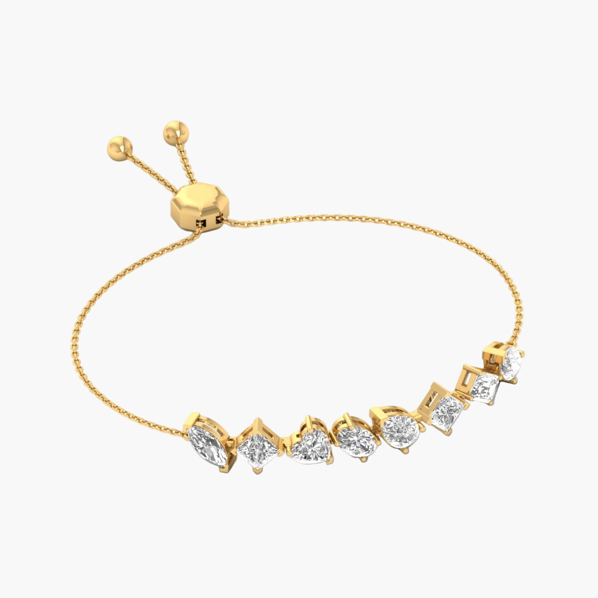 Gold bracelet with diamond accents on a white background